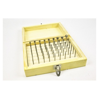 Klicken um zu vergrößern Set: 54 Hohlbohrer Abbohrer in Holzbox - 0,9 - 9 mm